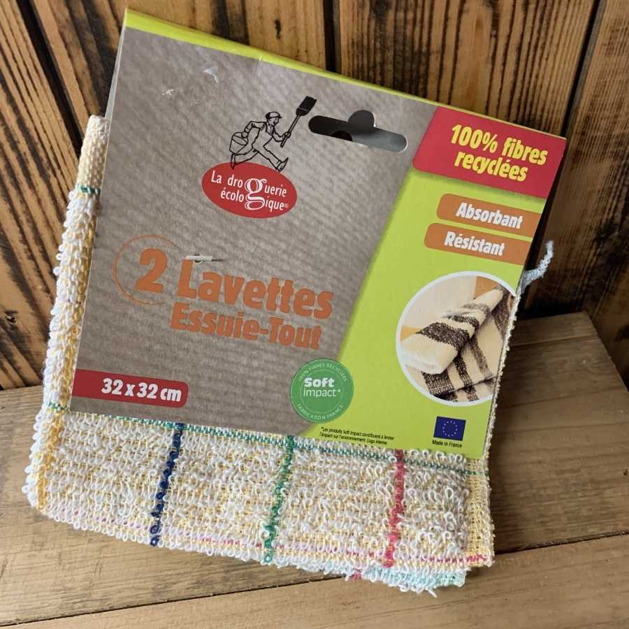 2 lavettes essuie tout recyclées