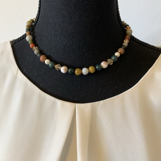 Ozean Jaspis Halskette, handgefertigte Kreation, Schweizer Qualität, Naturstein