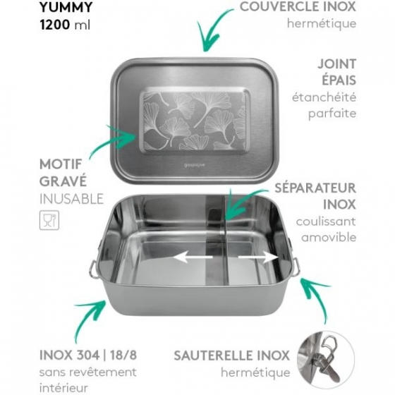 LunchBox Yummy Ginkgor 1200 m - GaspaJOE, boite repas, zéro déchets, Fribourg, boutique, suisse