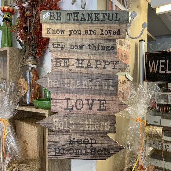 Panneau mural décoratif en bois  BE THANKFUL