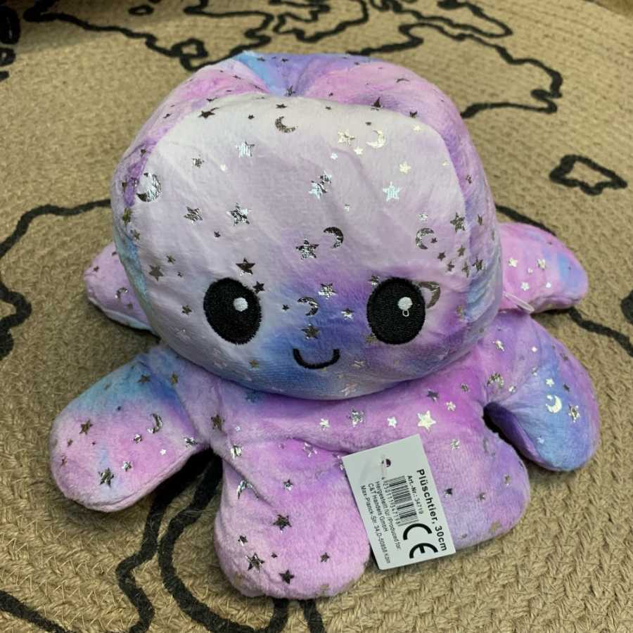 Plüschtier Octopus zum Umdrehen 30 cm mit Sternenmuster