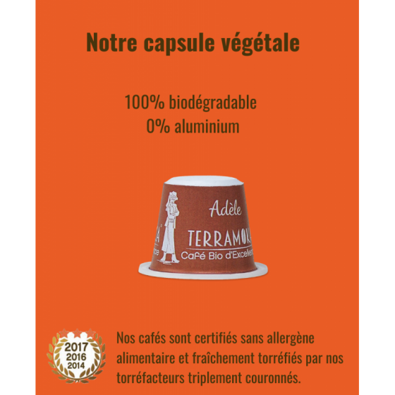Mademoiselle Adèle Bio-Kaffee 15 biologisch abbaubare Kapseln - Terramoka