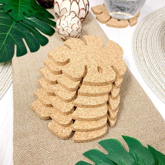 Blatt-Dekor – Korkuntersetzer Gläser 6er-Set, Monstera-Blatt