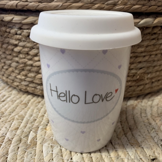 Mug de voyage en porcelaine "Hello Love"