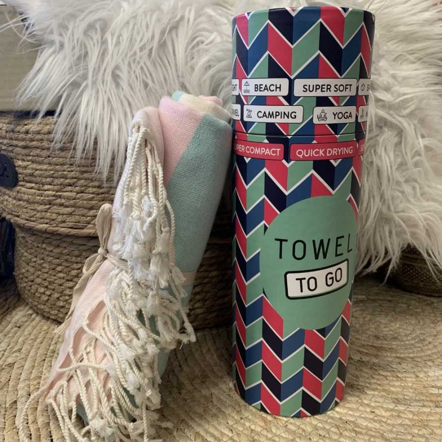 Towel To Go Serviette de Hammam Palermo Mint/Pink