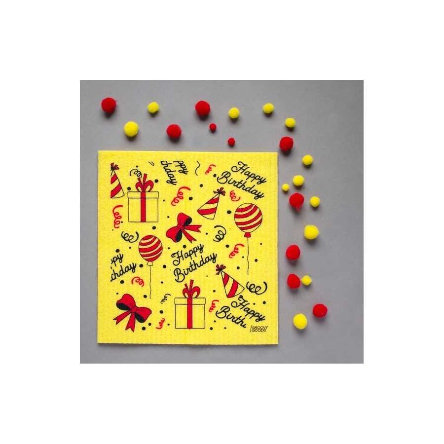 Ökologisches Schwammtuch Happy Birthday Yellow
