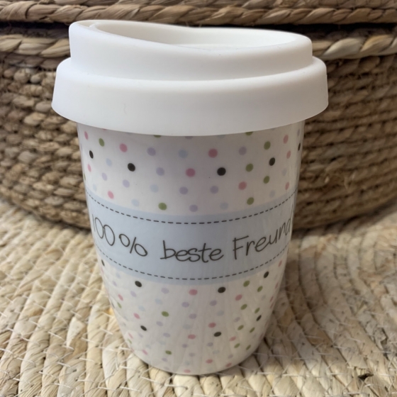 Becher coffee to go Porzellan "100% beste Freundin"