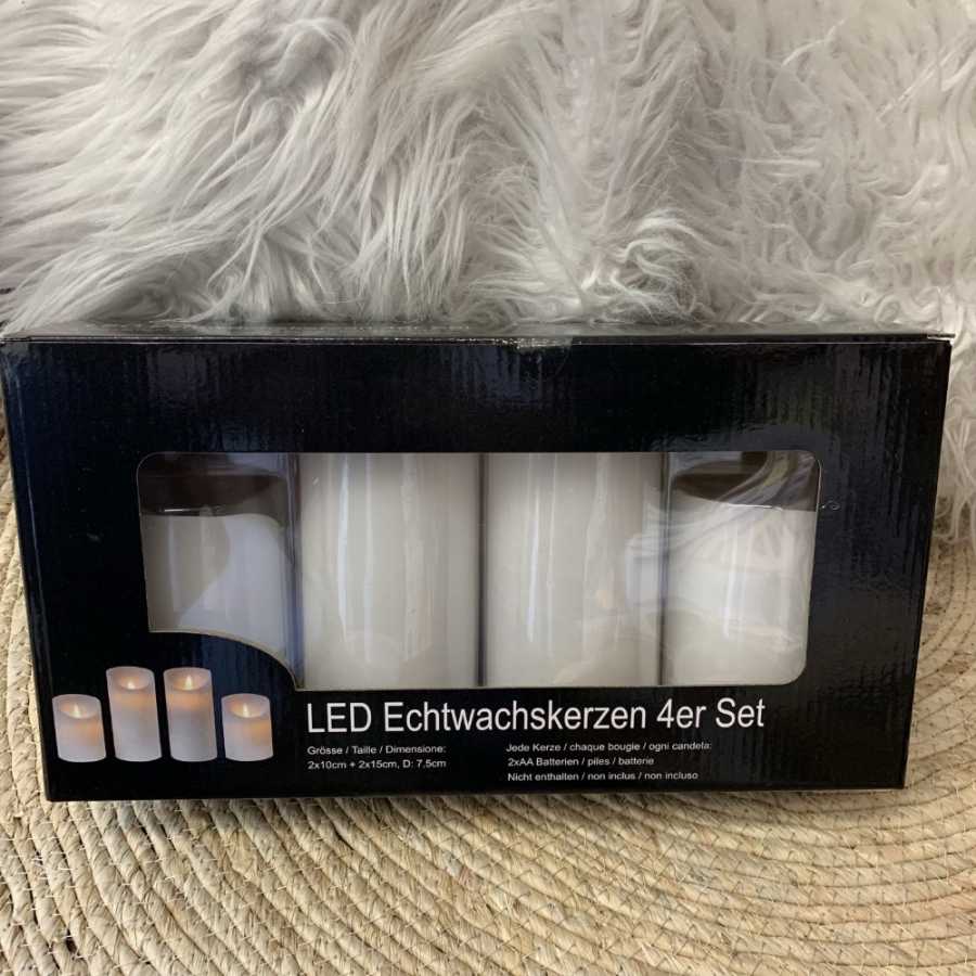 Bougie de cire LED Set de 4 bougies blanches rustiques