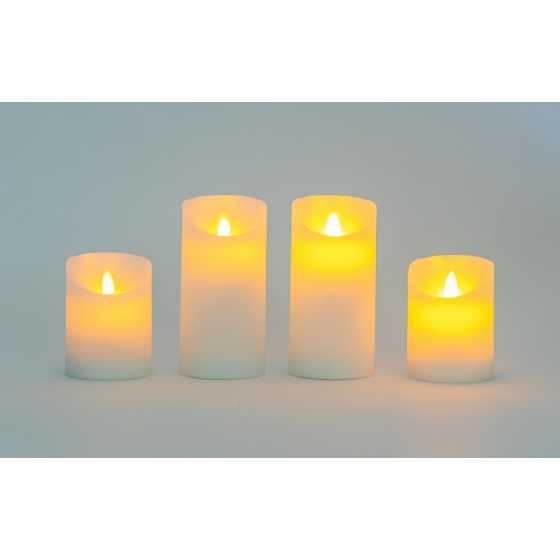 Bougie de cire LED Set de 4 bougies blanches rustiques