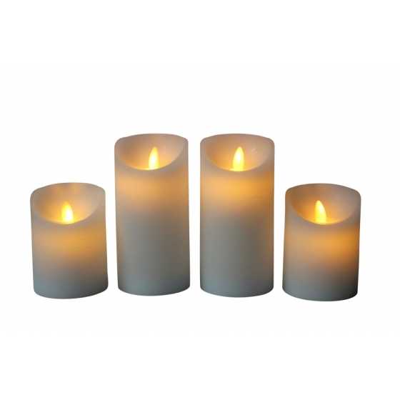 Bougie de cire LED Set de 4 bougies blanches rustiques