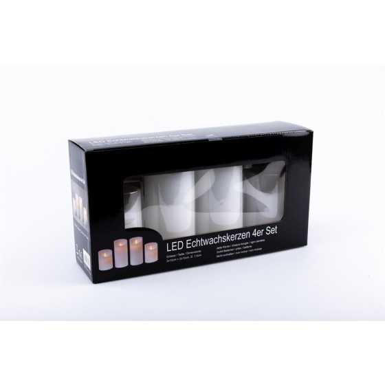 Bougie de cire LED Set de 4 bougies blanches rustiques