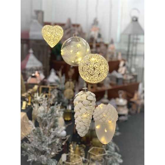 LED Glas Kugel-Hänger mit Ornament 10 LED