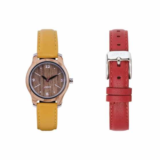 Geschenkset Uhr Angkor Senfgelb + Rubinrot