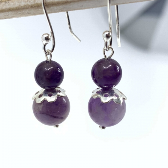 Boucles Améthyste Et Argent 925