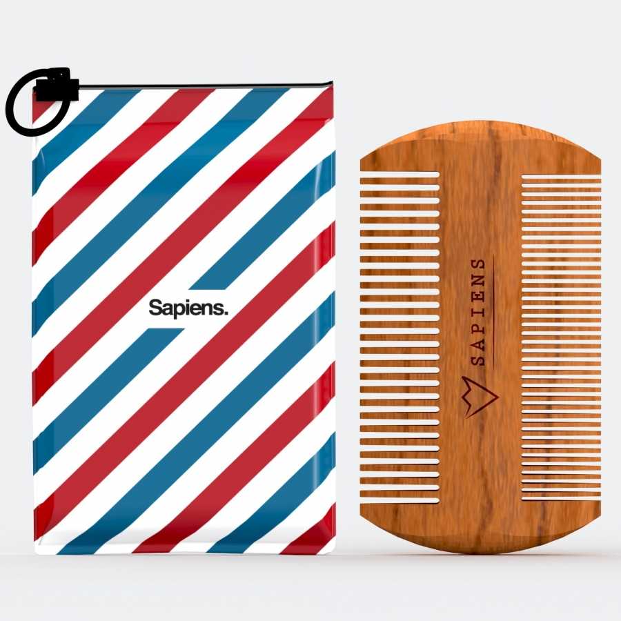 Longivia Peigne Barbe Homme ècologique 100% en Bois de Poirier - Peigne  Bois pour Moustache Cheveux et Soins Barbe Homme – Peigne Afro Brosse  Barber