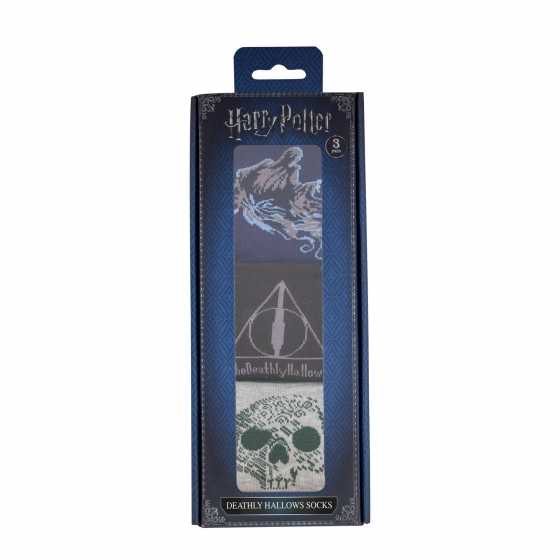 Lot 3 paires de Chaussettes DEATHLY HALLOWS taille Unique - Du 35 au 45 - Harry Potter