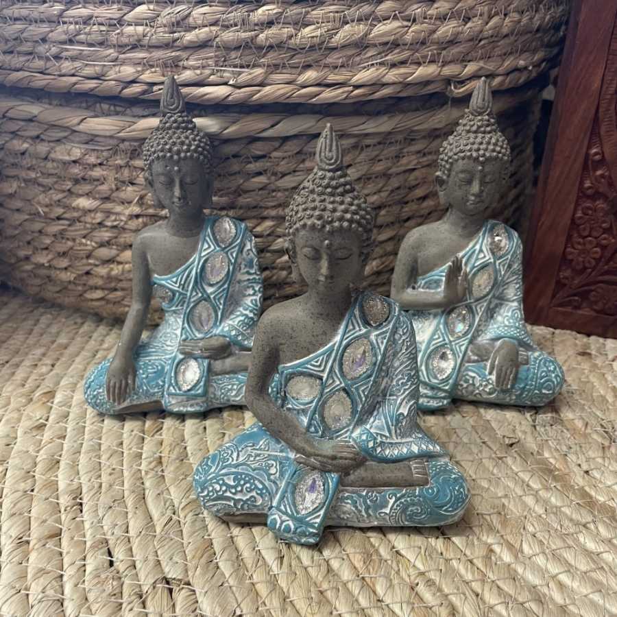 Thailändischer Buddha Braun & Grüngrau - Lotus