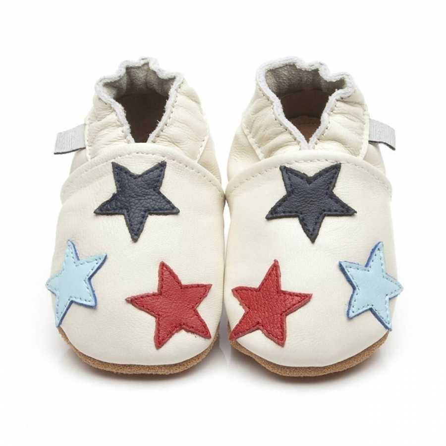 Babyschuhe Little Stars Creme aus weichem Leder