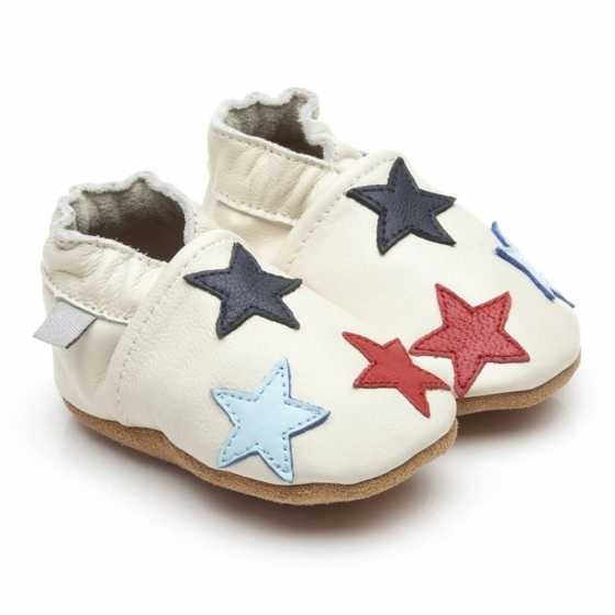 Babyschuhe Little Stars Creme aus weichem Leder