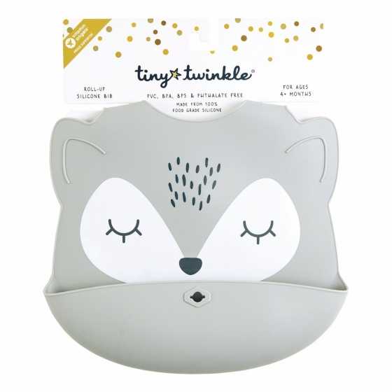 Bavoir en silicone Grey Fox - TINY TWINKLE, bébé, cadeau, Fribourg, Suisse