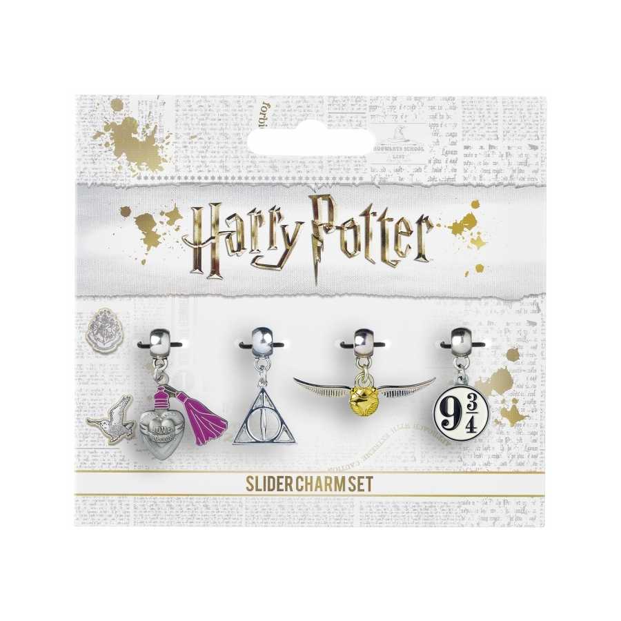 Charm Pendant Set Golden Snitch, Deathly Hallows, Love Potion,  9 3/4 - Harry Potter