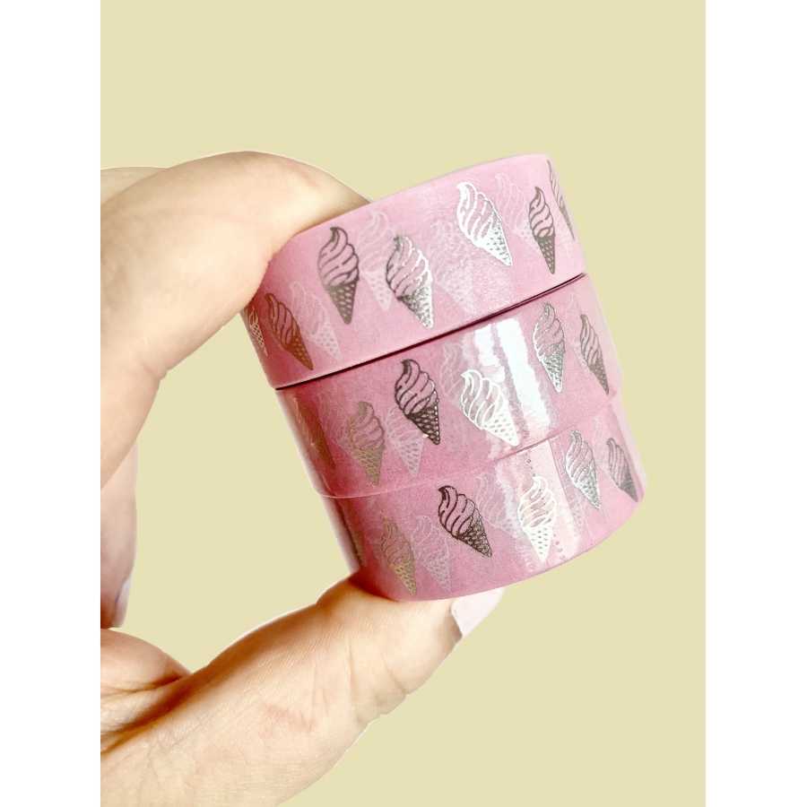 Washi Tape Silver Foiled Ice Cream Silhouette