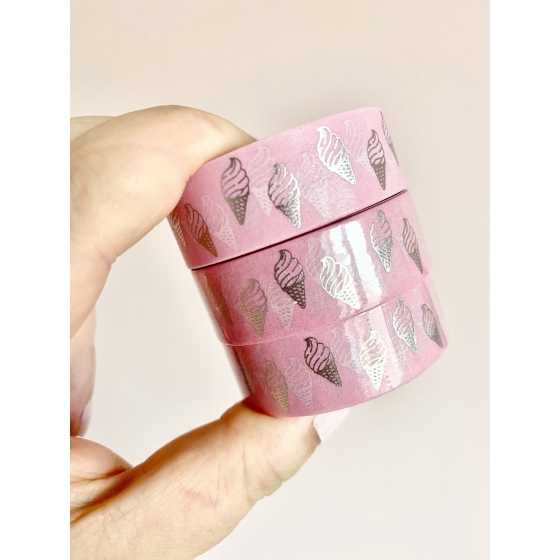 Washi Tape Silver Foiled Ice Cream Silhouette