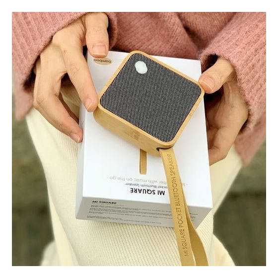 MI Square Pocket Speaker Natürliches Bambusholz