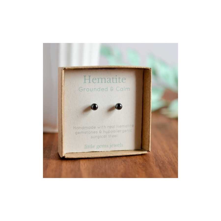 Clous d'oreilles en hématite de 4 mm