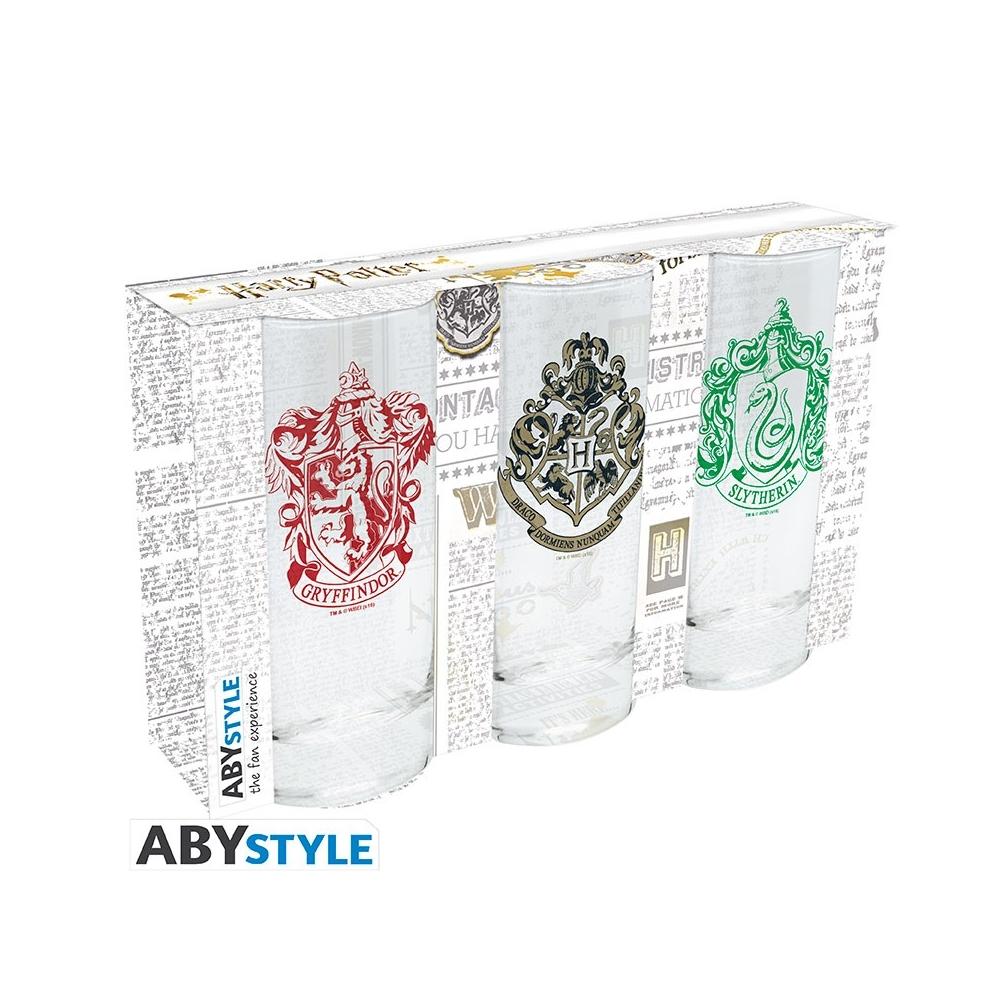Set aus 3 Gläsern - Hogwarts, Gryffindor und Slytherin - Harry Potter