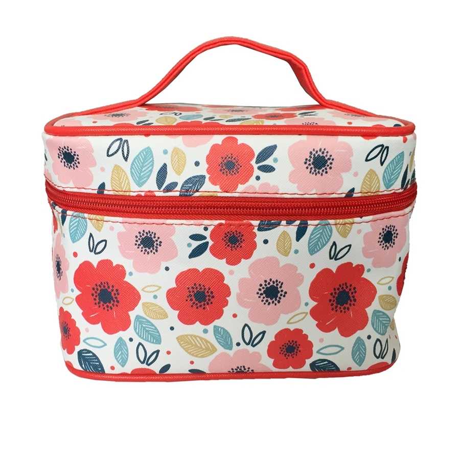 Trousse de maquillage zippée Poppy Fields avec poignée