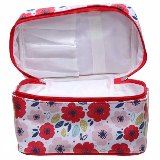 Trousse de maquillage zippée Poppy Fields avec poignée