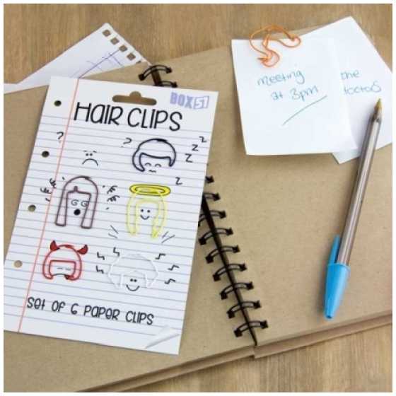 Set aus 6 Büroklammern "Haare"