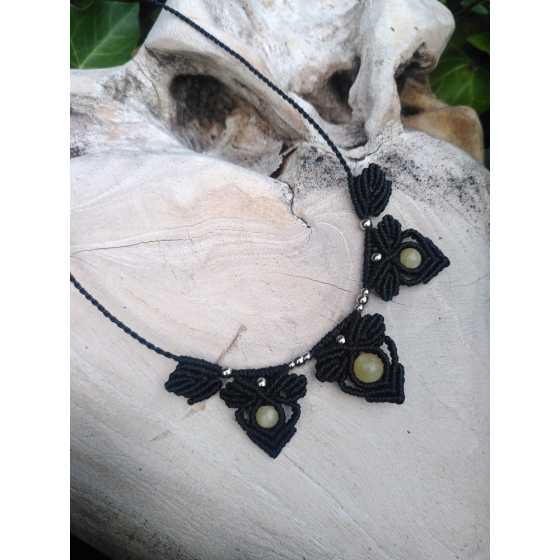 Collier micro-macramé Calcite jaune