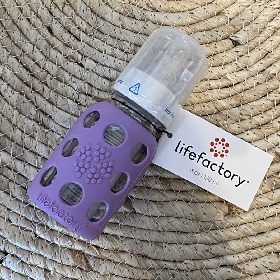 Glasflasche 120 ml mit Silikonüberzug - Lavender - Lifefactory