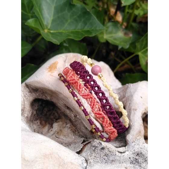Mikro-Makramee-Armband Rhodonit