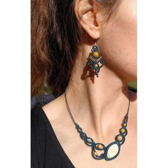 Corail Fossile - Parure micro-macramé - Asymétrique