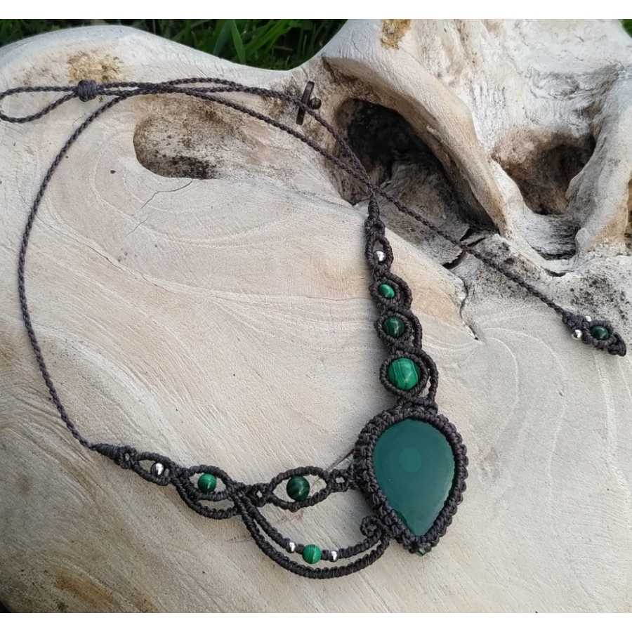 Mikro-Makramee-Halskette Malachite