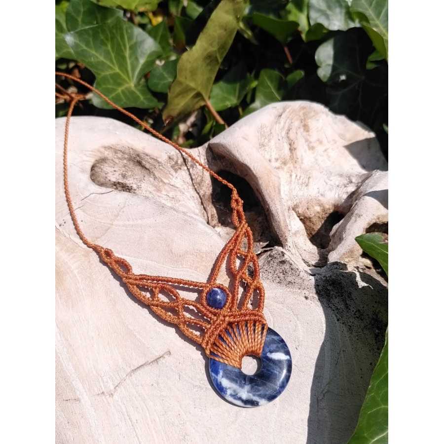 Collier micro-macramé Sodalite
