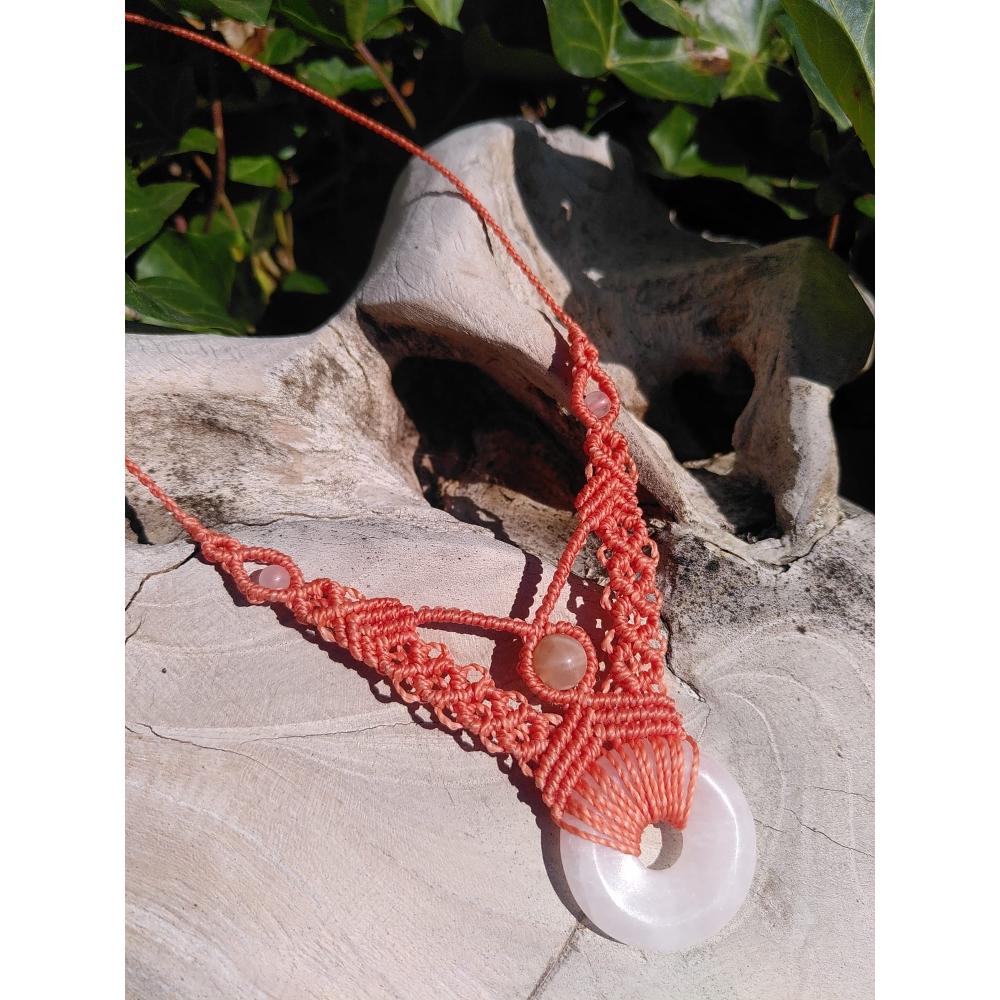 Collier micro-macramé Pierre de lune