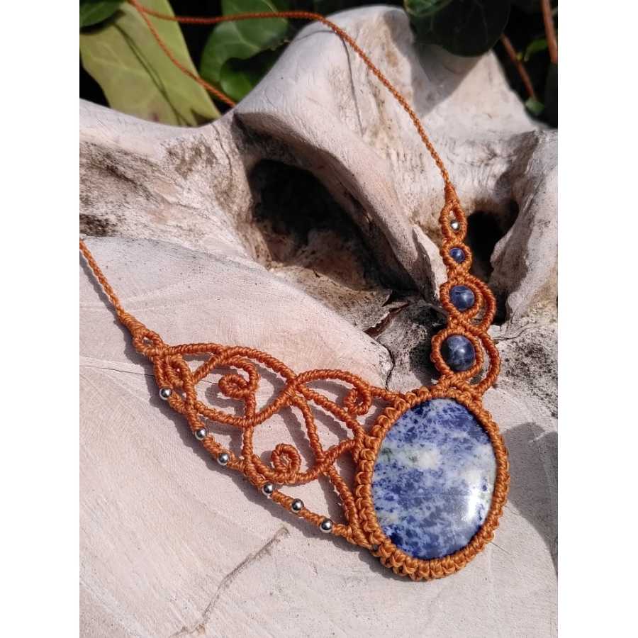 Collier micro-macramé Sodalite