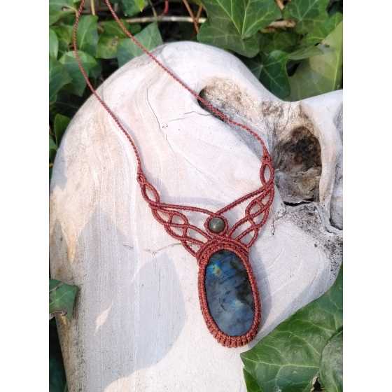Collier micro-macramé Labradorite