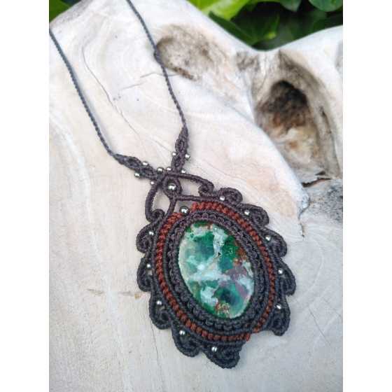 Collier micro-macramé Chrysocolle