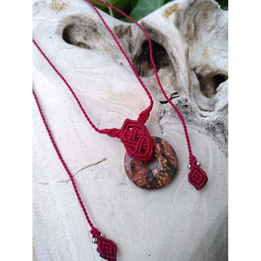 Jaspe - Collier micro-macramé - Donut celtique