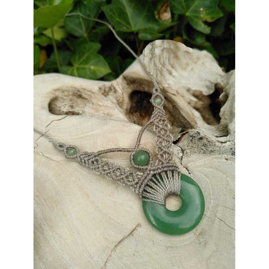 Aventurine - Collier micro-macramé -Donut