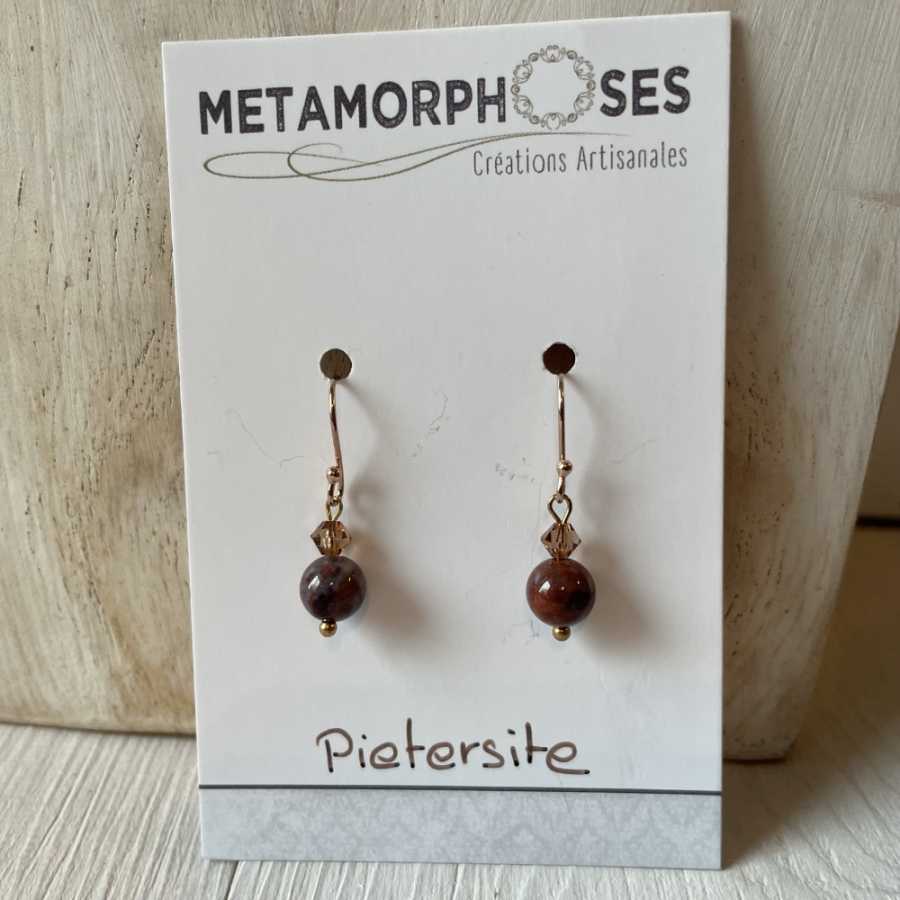 Ohrringe aus Pietersit und Swarovski
