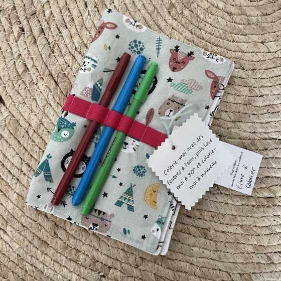 Kleines waschbares Stoffmalbuch Indian