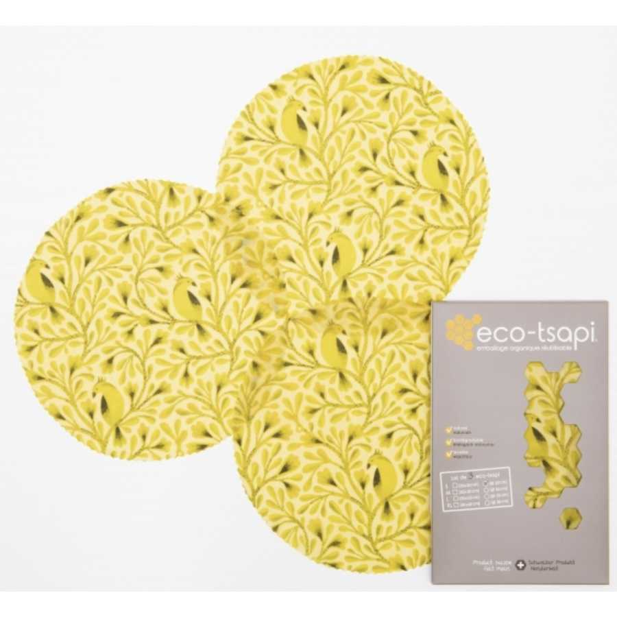 Emballage à la cire d'abeille SMALL rond ø 20 cm (3 pièces) - Eco-Tsapi
