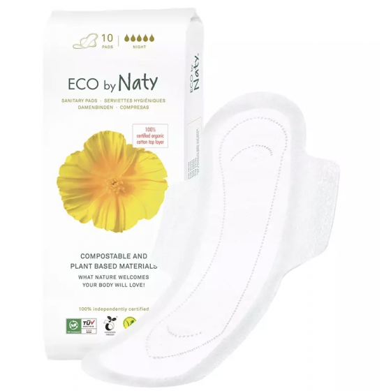 Naty Eco Serviettes Périodiques pour la nuit - 10 pcs