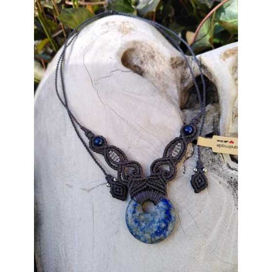 Mikro-Makramee-Halskette Lapis-Lazuli